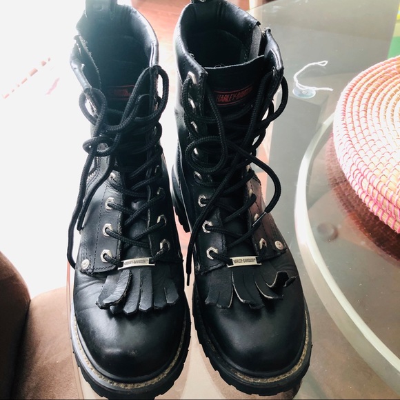 Harley Davidson Tall Ankle Combat Oxford Boots - Picture 1 of 15